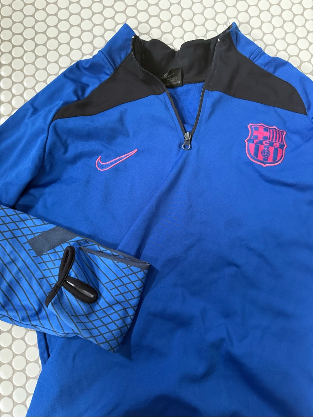 Nike FC Barcelona Kids' Blue Quarter-Zip Training Top